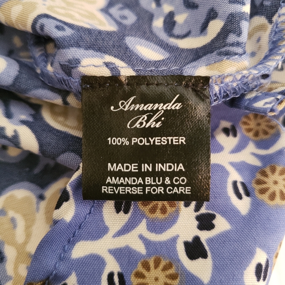 Amanda Blu Blue and Tan Button Down Blouse Size Medium - Picture 5 of 12
